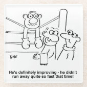 Boxer im Boxring. Funny Glasuntersetzer (Vorderseite)