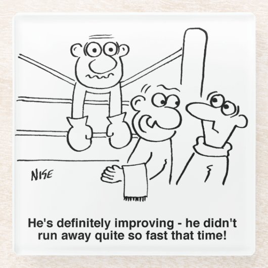 Boxer im Boxring. Funny Glasuntersetzer (Vorderseite)