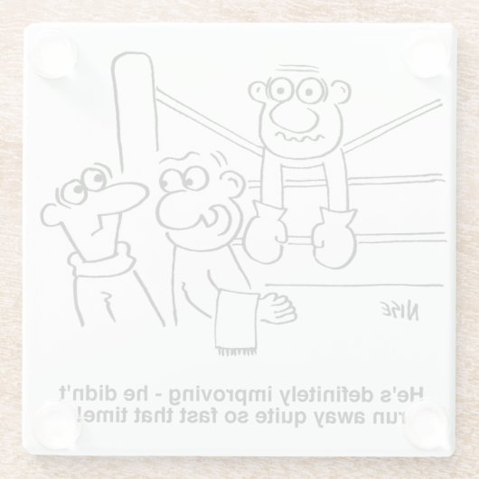 Boxer im Boxring. Funny Glasuntersetzer (Rückseite)