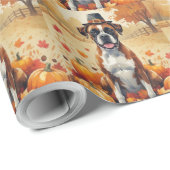 Boxer im Herbst hinterlässt Erntedank Kunst Geschenkpapier (Rolleneckpunkt)