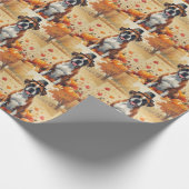 Boxer im Herbst hinterlässt Erntedank Kunst Geschenkpapier (Ecke)