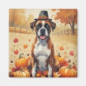 Boxer im Herbst hinterlässt Erntedank Kunst Magnet (Vorne)