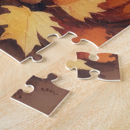 Boxer im Herbst hinterlässt Erntedank Kunst Puzzle (Seite)