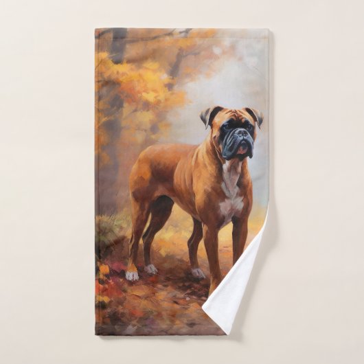 Boxer im Herbst Leaves Fall Inspiriert Badhandtuch Set (Handtuch)