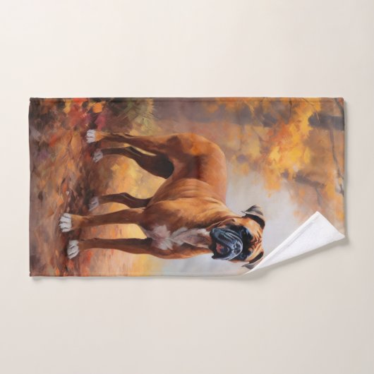 Boxer im Herbst Leaves Fall Inspiriert Badhandtuch Set (Handtuch)