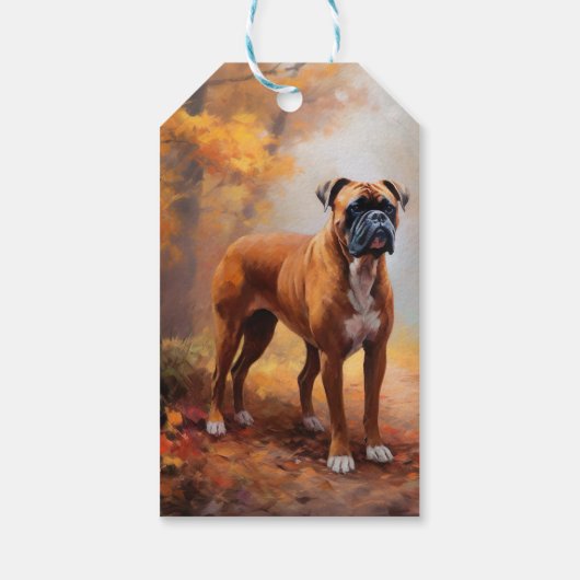 Boxer im Herbst Leaves Fall Inspiriert Geschenkanhänger (Rückseite)