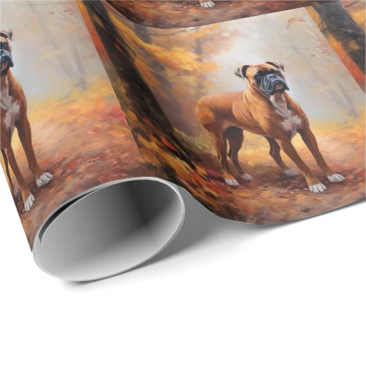Boxer im Herbst Leaves Fall Inspiriert Geschenkpapier (Rolleneckpunkt)