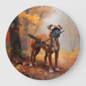 Boxer im Herbst Leaves Fall Inspiriert Große Wanduhr (Vorderseite)