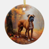 Boxer im Herbst Leaves Fall Inspiriert Keramik Ornament (Vorne)
