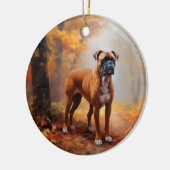 Boxer im Herbst Leaves Fall Inspiriert Keramik Ornament (Links)