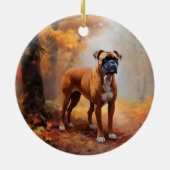 Boxer im Herbst Leaves Fall Inspiriert Keramik Ornament (Hinten)