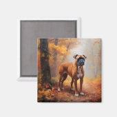Boxer im Herbst Leaves Fall Inspiriert Magnet (Vorderseite/Rückseite)