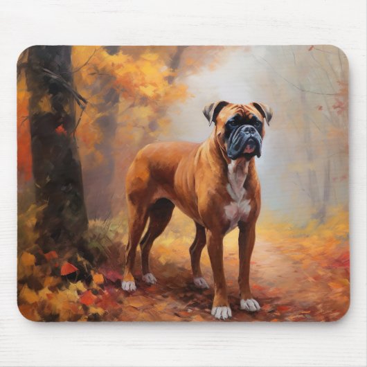Boxer im Herbst Leaves Fall Inspiriert Mousepad (Vorne)