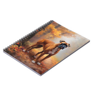 Boxer im Herbst Leaves Fall Inspiriert Notizblock