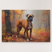 Boxer im Herbst Leaves Fall Inspiriert Puzzle (Horizontal)