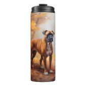 Boxer im Herbst Leaves Fall Inspiriert Thermosbecher (Vorderseite)