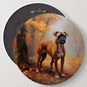 Boxer im Herbstlaub-Fall inspirieren Button