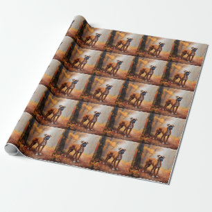 Boxer im Herbstlaub-Fall inspirieren Geschenkpapier