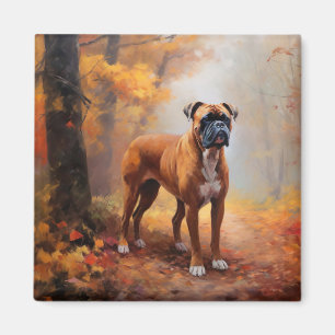 Boxer im Herbstlaub-Fall inspirieren Magnet