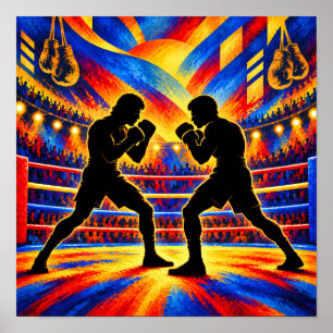 Boxer im Kampf-Silhouette Poster
