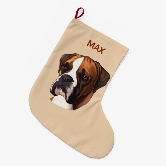 Boxer im Porträt Großer Weihnachtsstrumpf (Vorderansicht (hängend))