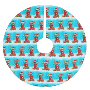 Boxer im Schnee mit Weihnachtsgeschenken Polyester Weihnachtsbaumdecke