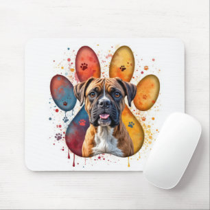 Boxer in Aquarellfarben Mousepad