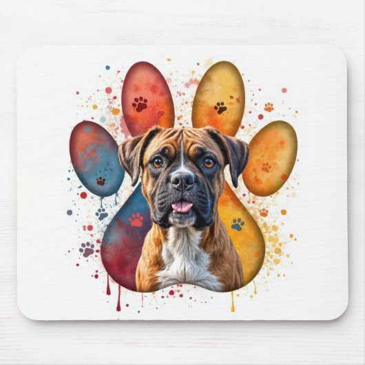 Boxer in Aquarellfarben Mousepad (Vorne)