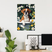 Boxer In Bathtub Poster, Funny Dog Poster, Boxer Poster (Heimbüro)