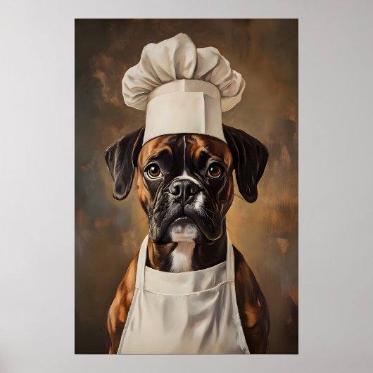 Boxer In Chefs Hat Poster, Pet Poster, Boxer In Poster (Vorne)