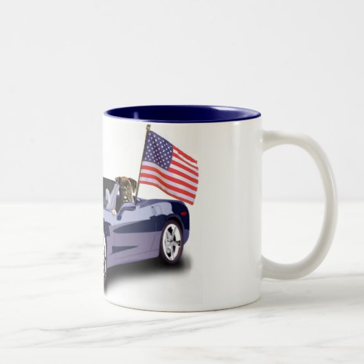 Boxer in der blauen sportscar Tasse (Rechts)