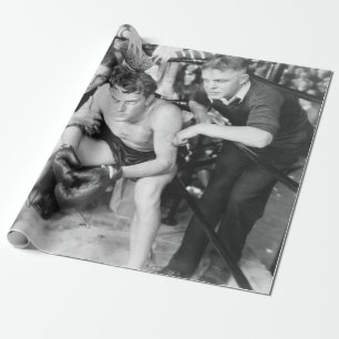 Boxer in der Ecke mit Trainerboxen, Vintag, Retter Geschenkpapier
