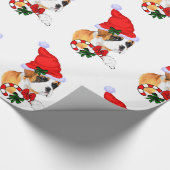 Boxer in der Weihnachtsmannmütze Weihnachten Geschenkpapier (Ecke)