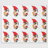 Boxer in der Weihnachtsmannmütze Weihnachten Geschenkpapier (Flach)