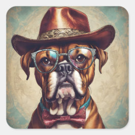 "Boxer in Hat and Glasses" Sticker Sheet