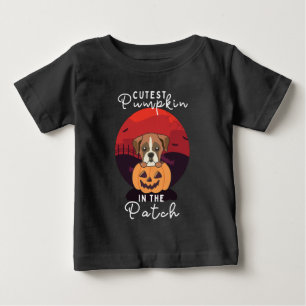 Boxer in Kürbishunde Niedlicher Kürbis in den Patc Baby T-shirt