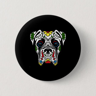 Boxer In Weiß - Regierungsbehörde Zucker-Schädel Button