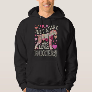 Boxer Just a Girl, die Lieben Boxers Dog Blume Wom Hoodie