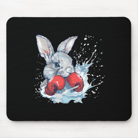 Boxer Kaninchen mit Boxhandschuhen Kickboxen Lusti Mousepad (Vorne)