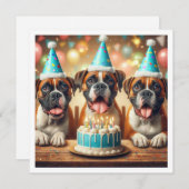 Boxer-Karte, Boxer-Geburtstagskarte, Hundegeburt Einladung (Vorne/Hinten)