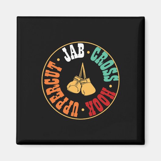 Boxer Kickboxen Workout Geschenk Jab Cross Hook Up Magnet (Vorne)