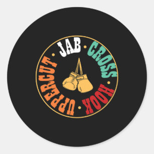 Boxer-Kickboxen-Workout-Geschenk Jab Cross Hook Up Runder Aufkleber