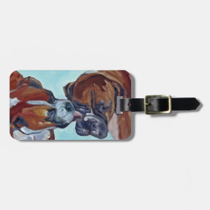 Boxer küssend, verfolgt Kunst-Porträt Gepäckanhänger