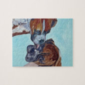 Boxer küssend, verfolgt Kunst-Porträt Puzzle (Horizontal)