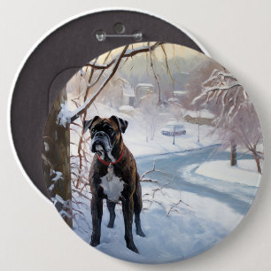 Boxer lässt es Weihnachten schnee Button