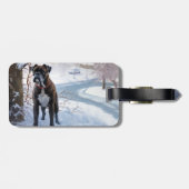 Boxer lässt es Weihnachten schnee Gepäckanhänger (Rückseite horizontal)