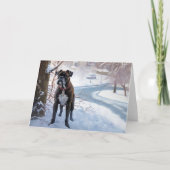 Boxer lässt es Weihnachten schnee Karte (Vorderseite)