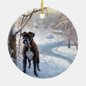Boxer lässt es Weihnachten schnee Keramik Ornament (Hinten)