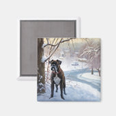Boxer lässt es Weihnachten schnee Magnet (Vorderseite/Rückseite)