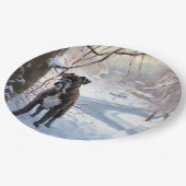 Boxer lässt es Weihnachten schnee Pappteller (Schrägansicht)